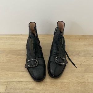 GUCCI Women's Queercore Leather Buckled Lace Up Boots